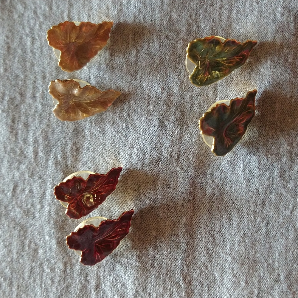 Fall/Harvest Earrings-Leaves-Red, Green, Gold-Set of 3